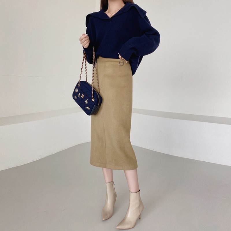 balen wool skirt (베이지, 블루)
