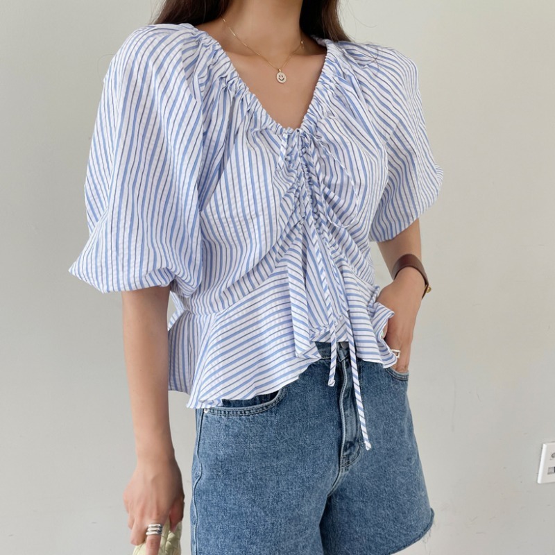 stripe string blouse