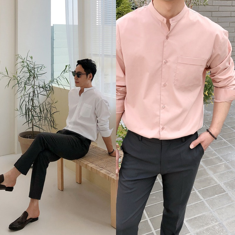 핑크여유수량오픈/modern pocket mans shirt(3color)