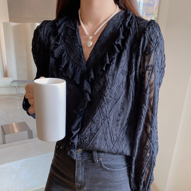 vanessa lace embroidery blouse (블랙)
