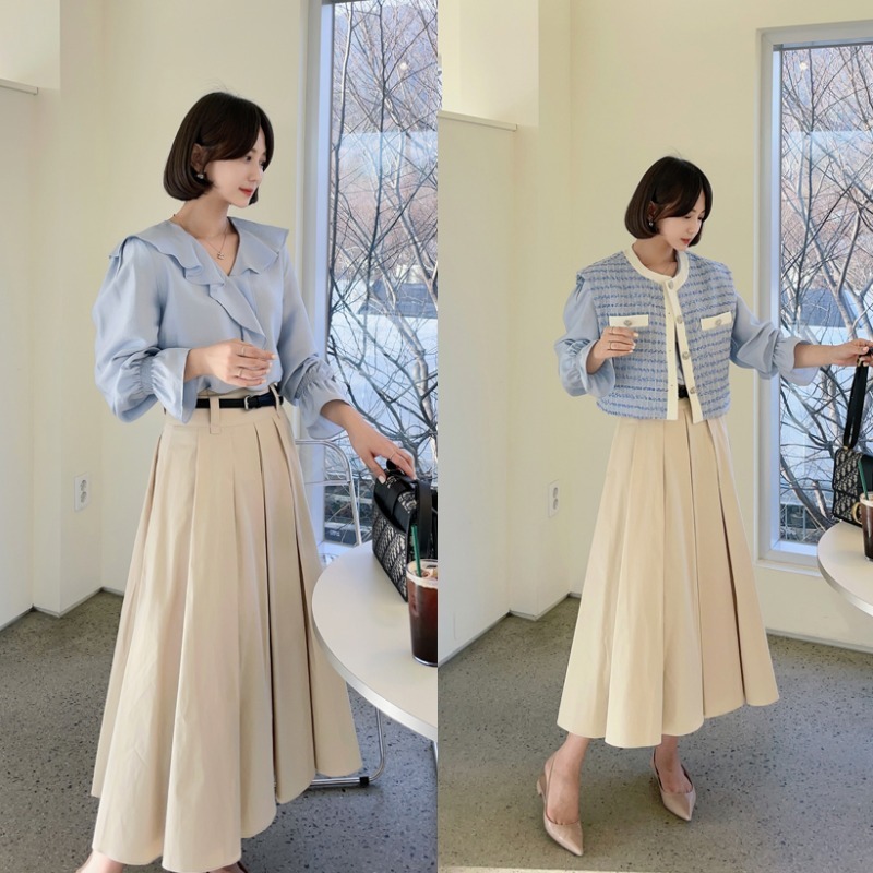 belt cotton skirt (베이지)
